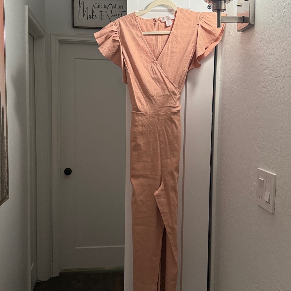 Rachel Parcell Blush Ruffle Sleeve Jumpsuit